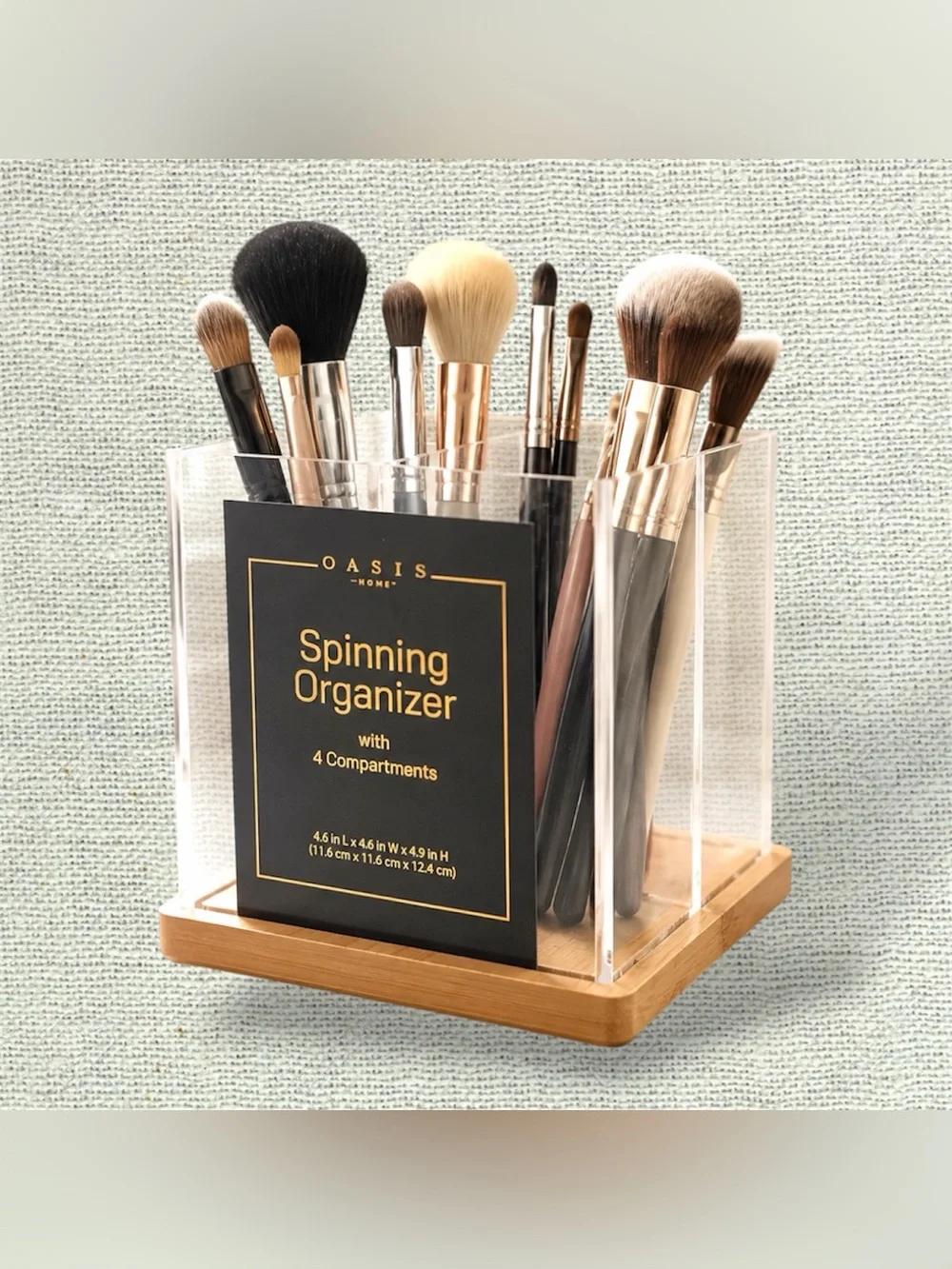NEW Acrylic 360° Spinning Organizer Bamboo Base